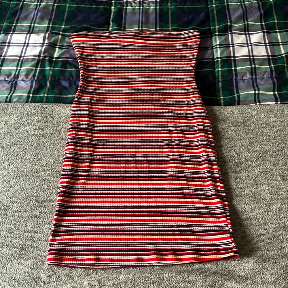 Red striped mini dress size small